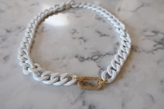 Enamel Chain with CZ Carabiner