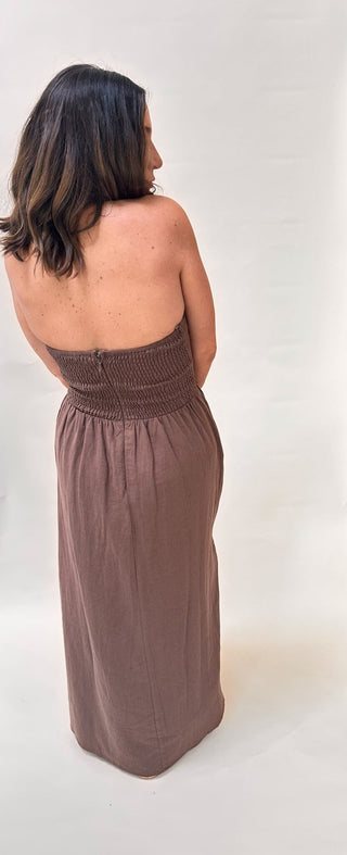 Brown Halter Dress - Dear GigiS