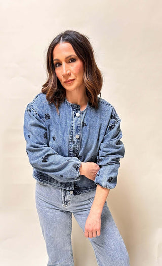 Collarless Embroidery Jacket - Dear GigiS