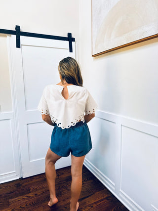 Serena Scalloped Bottom Hem Blouse - Dear GigiS