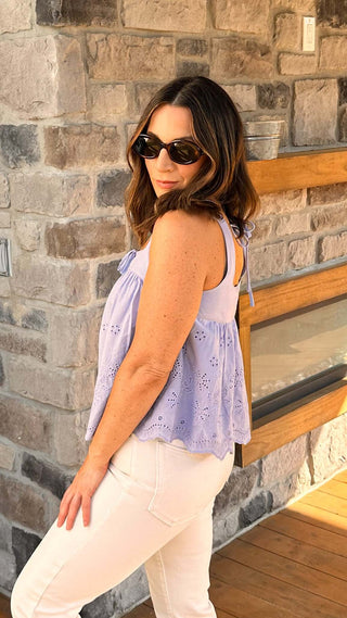 Tessa Periwinkle Eyelet Tie - Back Tank - Dear GigiPeriwinkleSmall