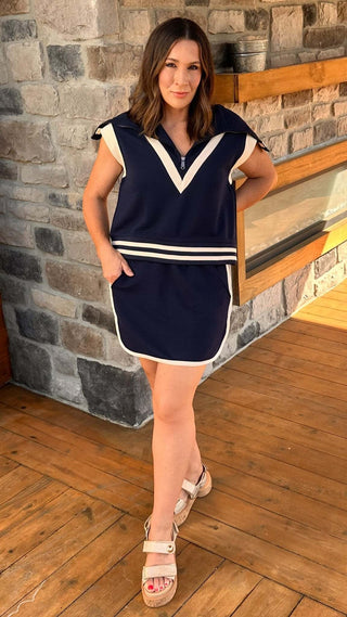 Maris Navy Rib Tank & Skort Set - Dear GigiNavySmall