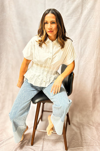 Elle Pleated Blouse White