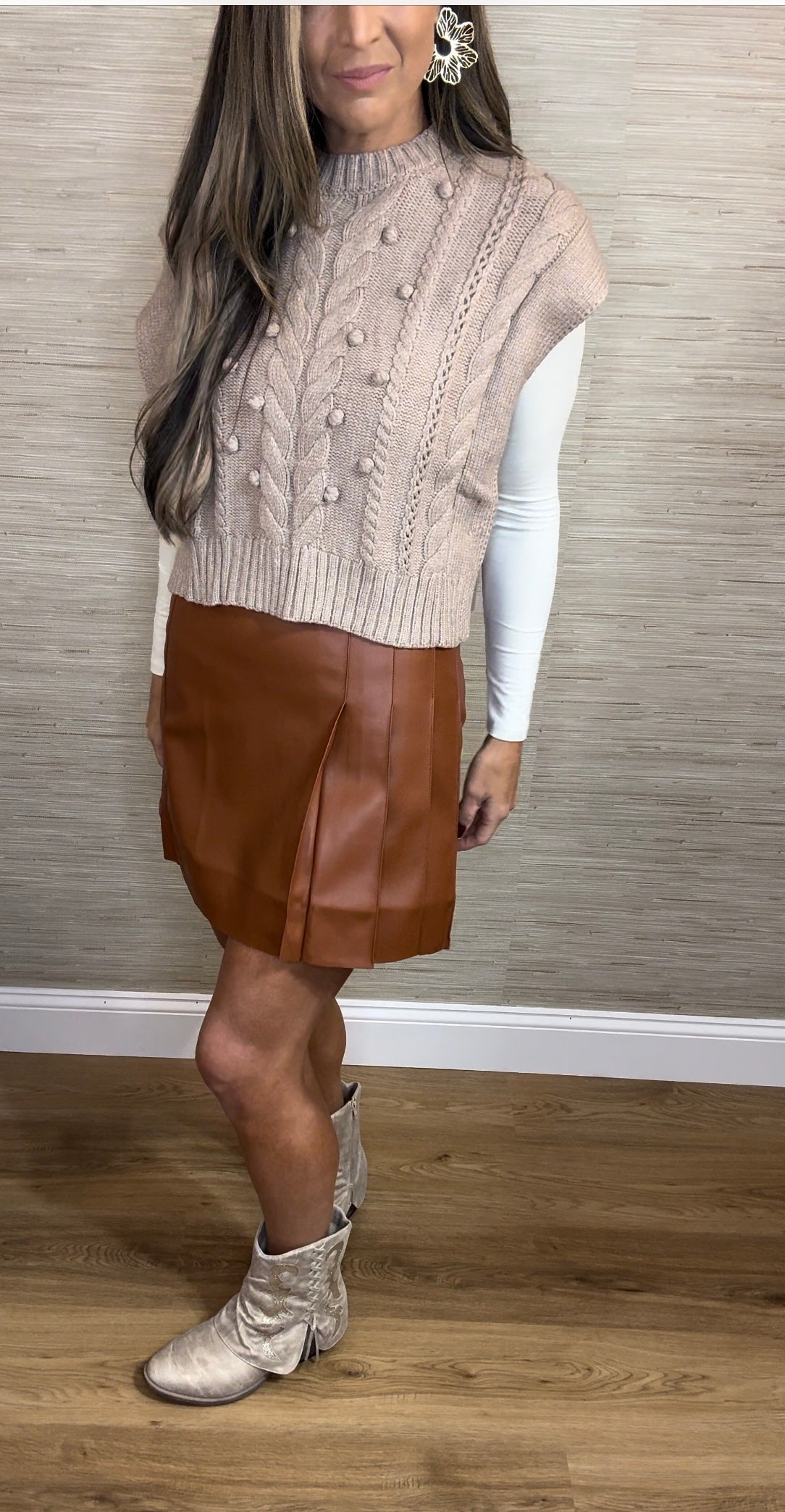 Cinnamon Pleat Skirt