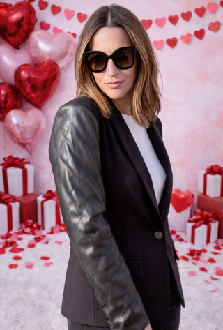 The Black Faux Leather Blazer