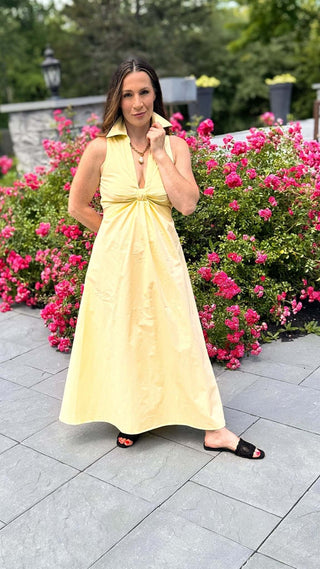 Soleil Yellow Halter Midi Dress - Dear GigiYellowSmall