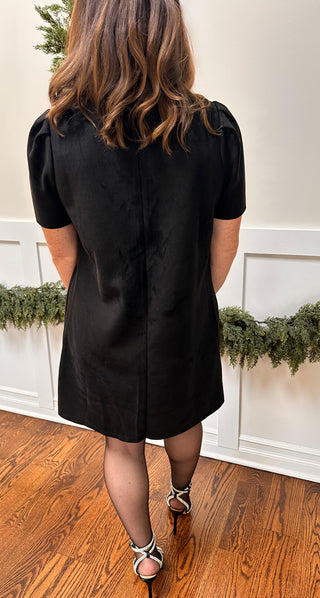 Faux Suede Rhinestone Dress