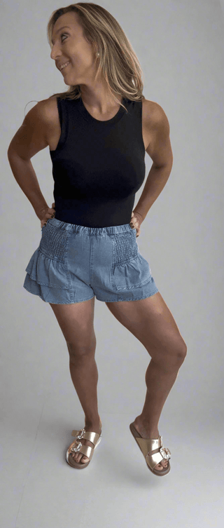 Mandy Denim Flutter Shorts - Dear GigiS