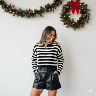 Crop Striped Turtleneck