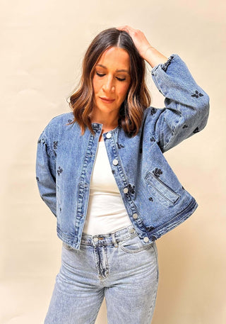 Collarless Embroidery Jacket - Dear GigiS