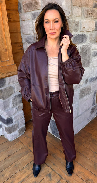 Averie Burgundy Bomber