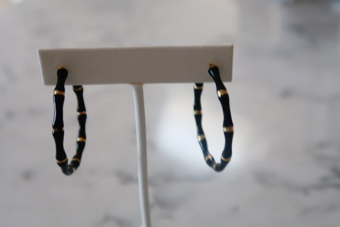 Enamel Bamboo Earring Black