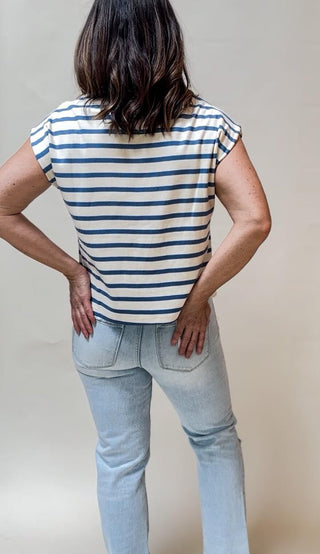 Blue and White Striped Muscle Tank - Dear GigiS