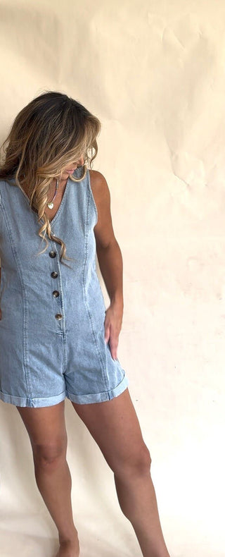 The Rowan - Denim Romper - Dear GigiS
