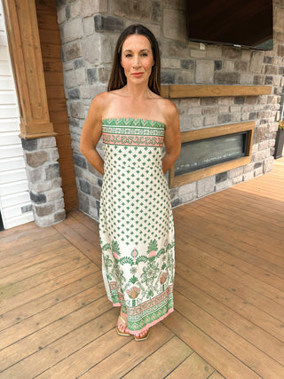 Palm Grove Strapless Maxi Dress