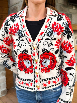 The Rosalie Floral Knit Jacket - Dear GigiXS