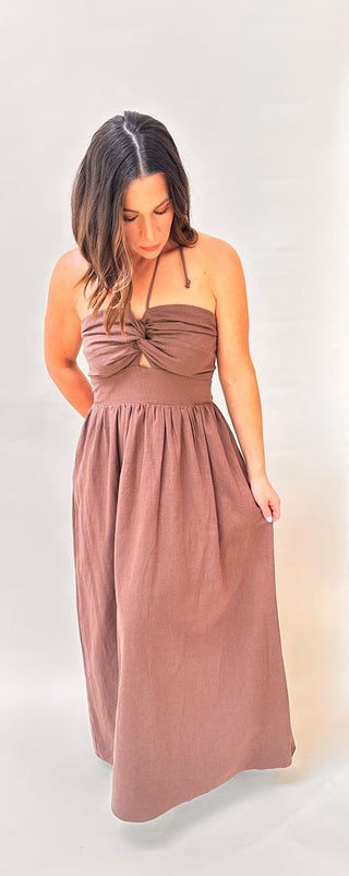 Brown Halter Dress - Dear GigiS