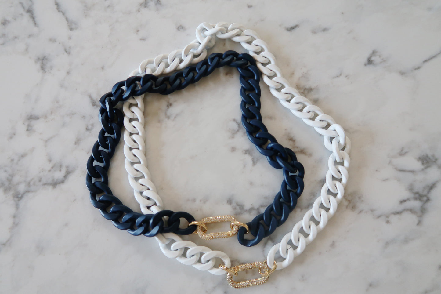 Enamel Chain with CZ Carabiner