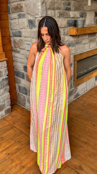 Marisol Halter Maxi Dress - Dear Gigiwhite multiSmall