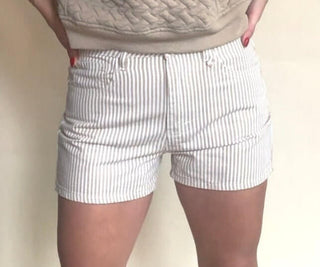 Khaki Striped Shorts - Dear GigiS