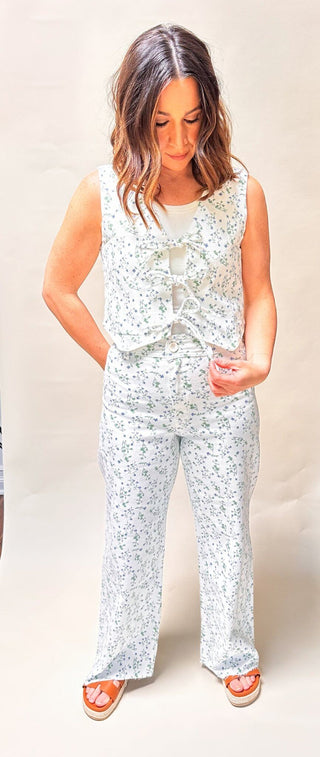 Floral Print Tie Vest - Dear GigiS