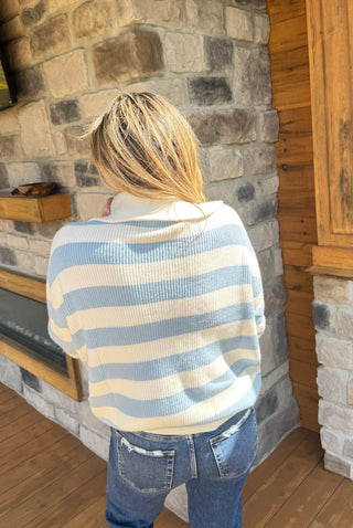 The Varsity Stripe Zip Sweater