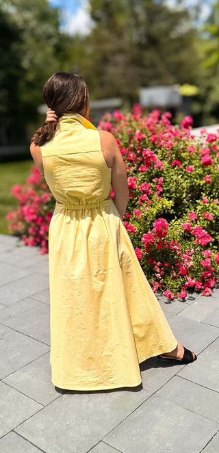 Soleil Yellow Halter Midi Dress - Dear GigiYellowSmall