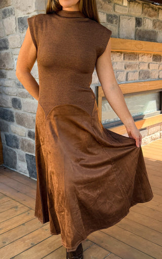 Verona Faux Suede Dress - Dear GigiBrownS