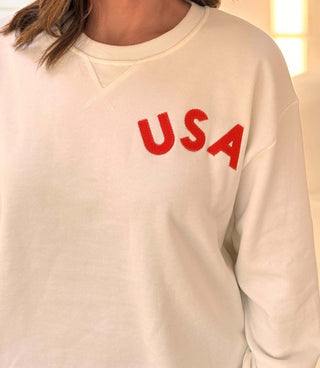 USA Raw Edge Crop Knit Top - Dear GigiS