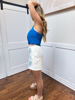 Coastal Petal Embroidered Skort - Dear GigiXS