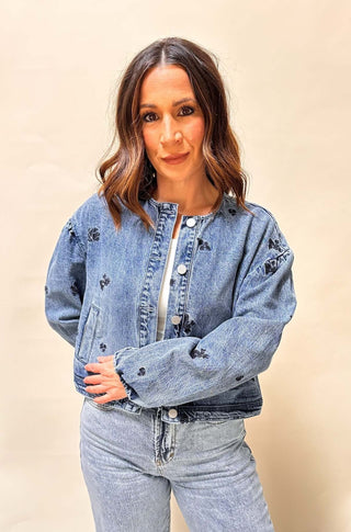 Collarless Embroidery Jacket - Dear GigiS