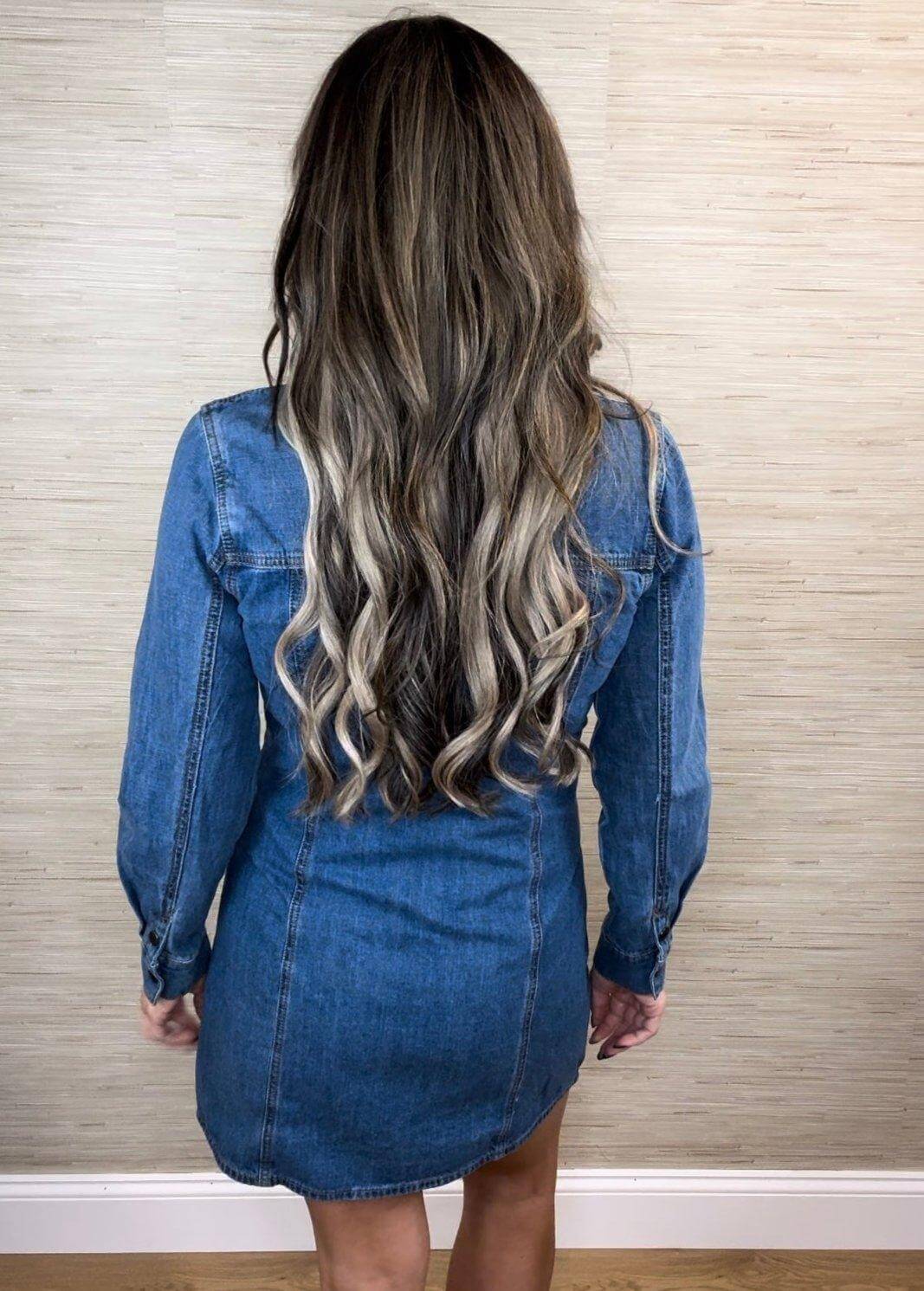 gigi denim dress Kinney Gigi Dress in Denim the tartan fox