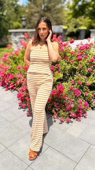 Saffron Set – Striped Terry Tube Top & Wide - Leg Pants - Dear GigiExtra - Smalloat