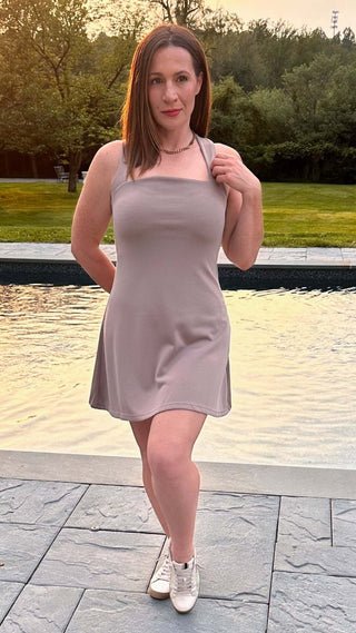 The Kaia – Latte AirKnit Active Mini Dress - Dear GigilattePolyesterExtra small