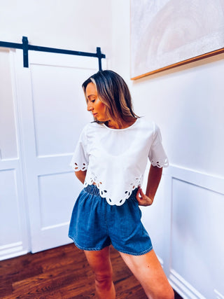 Serena Scalloped Bottom Hem Blouse - Dear GigiS