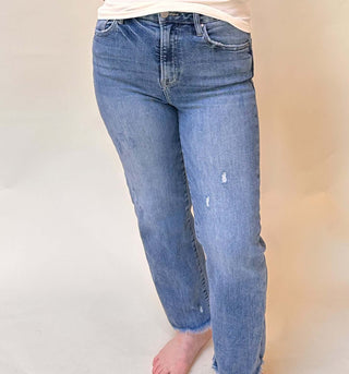 Risen High Rise Frayed Jeans - Dear Gigi0