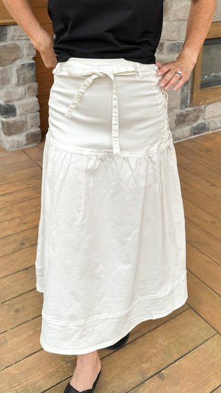 Capri Lace-Up Denim Maxi Skirt