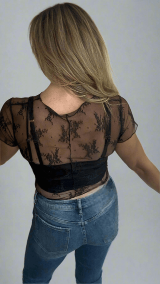 Summer Nights Black Lace Top - Dear GigiS