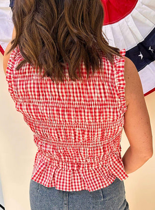 Sleeveless Red Gingham Top - Dear GigiS