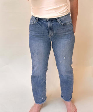 Risen High Rise Frayed Jeans - Dear Gigi0