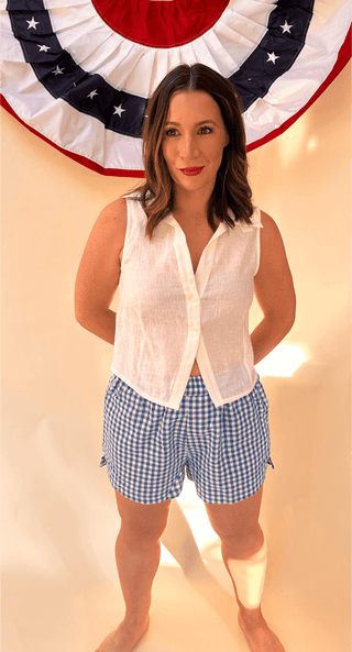 Blue and White Checkered Shorts - Dear GigiS