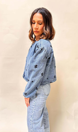 Collarless Embroidery Jacket - Dear GigiS