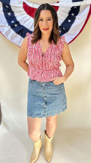 Sleeveless Red Gingham Top - Dear GigiS