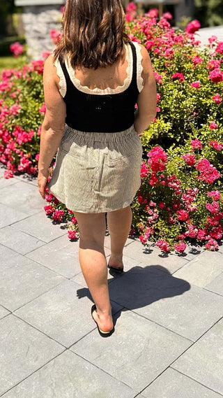 Piper – Ivory & Black Railroad Stripe Pull - On Skort - Dear GigiBlack stripedSmall