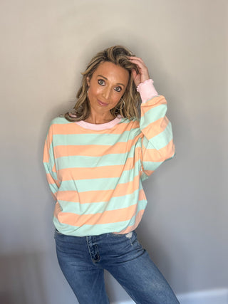 Stripe Terry Top with Lettuce Edges - Dear GigiS