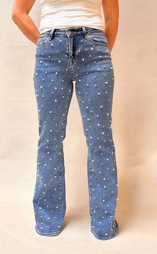 HIGH RISE WIDE LEG WITH PEARL EMBELLISHMENT - Dear Gigi24