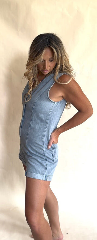 The Rowan - Denim Romper - Dear GigiS