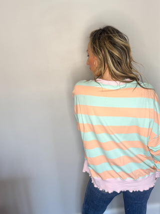 Stripe Terry Top with Lettuce Edges - Dear GigiS