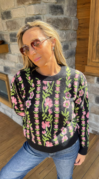 Pink Floral Sweater