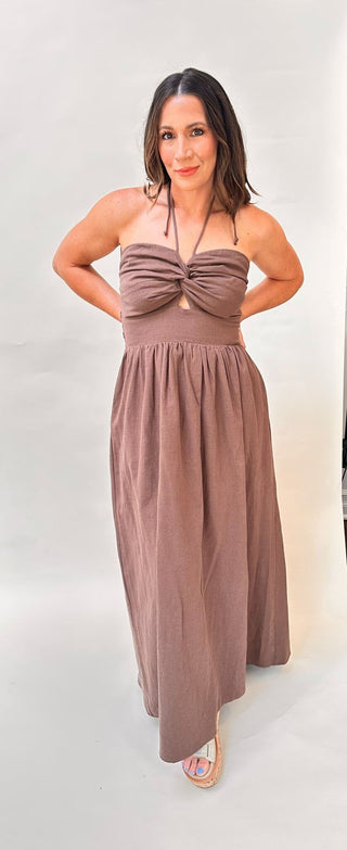 Brown Halter Dress - Dear GigiS